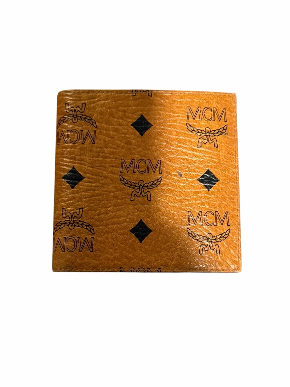 RESERVED MCM Cognac Leather Bifold Wallet - Signature Logo